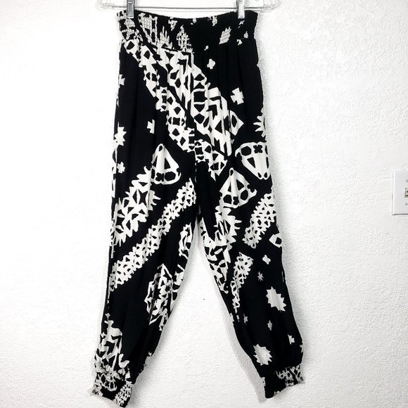 Anthropologie Black and White Patterned Joggers - Picture 1 of 4